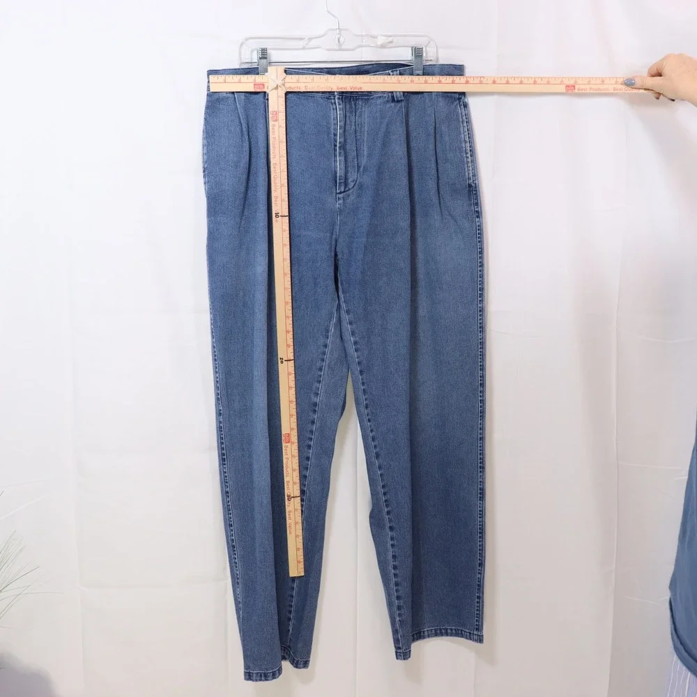 Nautica Clipper Relaxed Fit 36x32 Blue Mens Pleated Denim Jeans